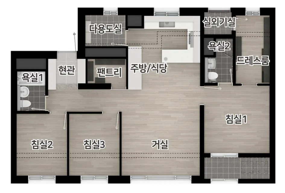 엄궁역 트라비스 하늘채 74A 평면도