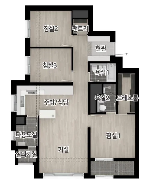 엄궁역 트라비스 하늘채 74B 평면도