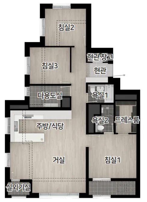 엄궁역 트라비스 하늘채 84C 평면도