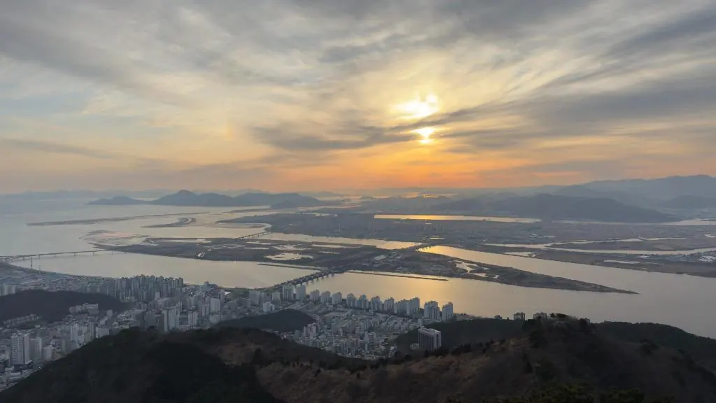 승학산에서 바라본 낙동강 낙조